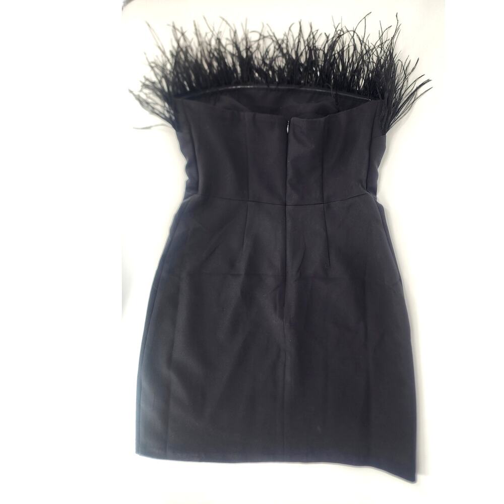 Sam Edelman Black Feather Top Strapless Mini Dress Women's Size 8 - Picture 11 of 11
